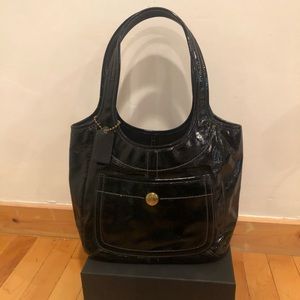 Coach black patent leather handbag